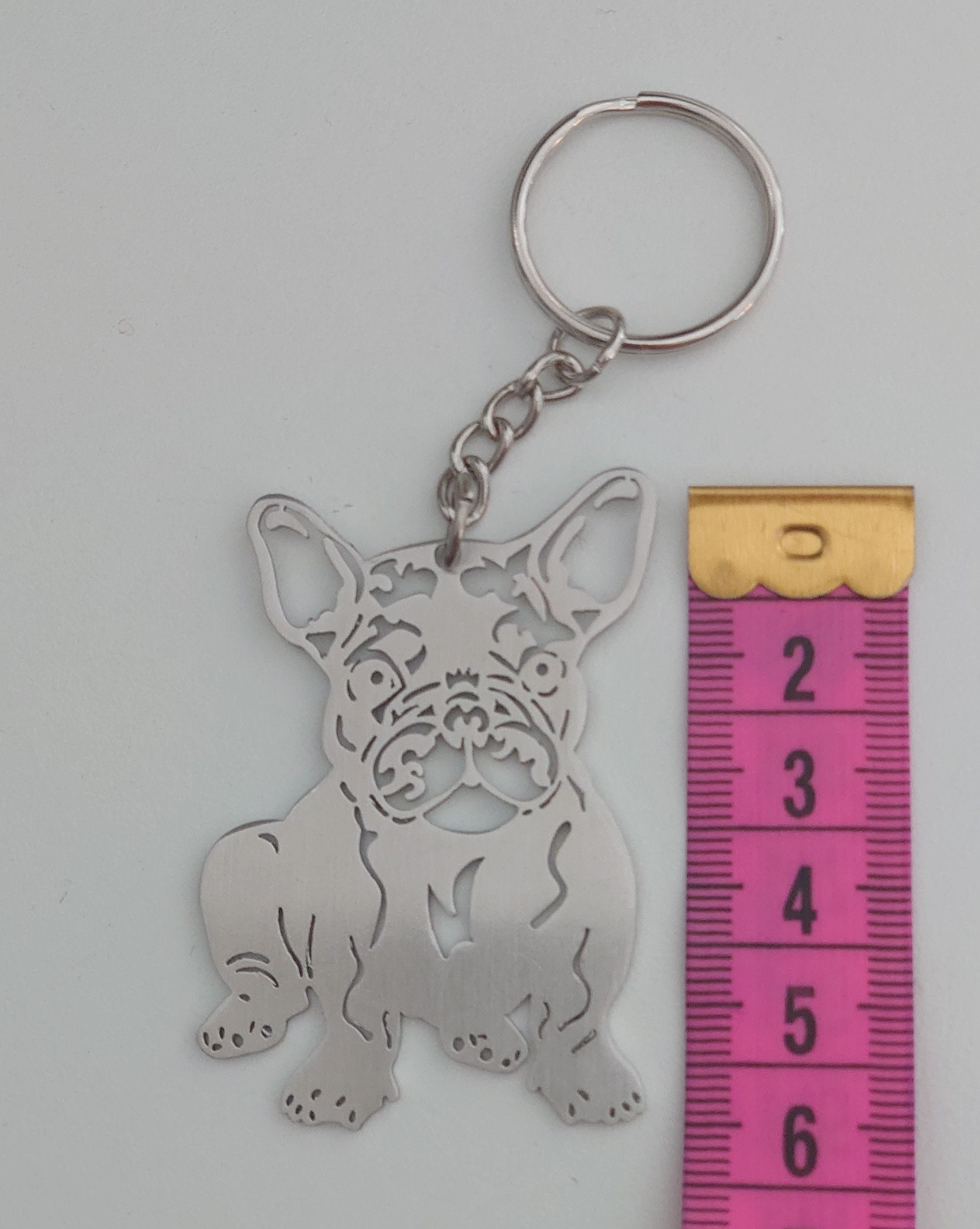 Stainless steel keychain French bulldog Etsy