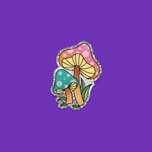 Glitter Mushrooms Sticker