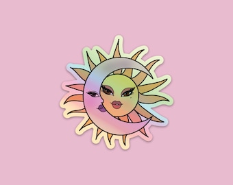 Holographic Sun and Moon Sticker
