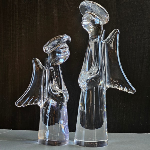 2 pcs Toscany Crystal Angels Figurine 24% Lead Crystal Clear Glass Made in Taiwan