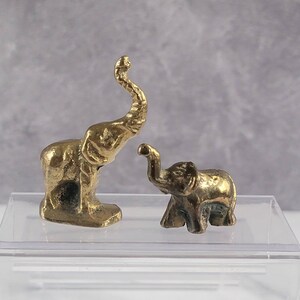 Lot of 2 Vintage Mini Small Brass Elephant Figure Statue Sizes: 1.5x2&quot; Symbol for Luck Prosperity