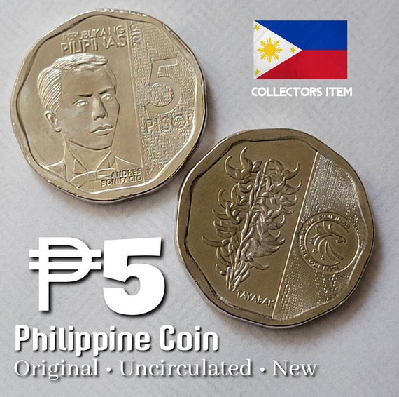 5 Peso Philippine Coin Original New Uncirculated Coin Etsy