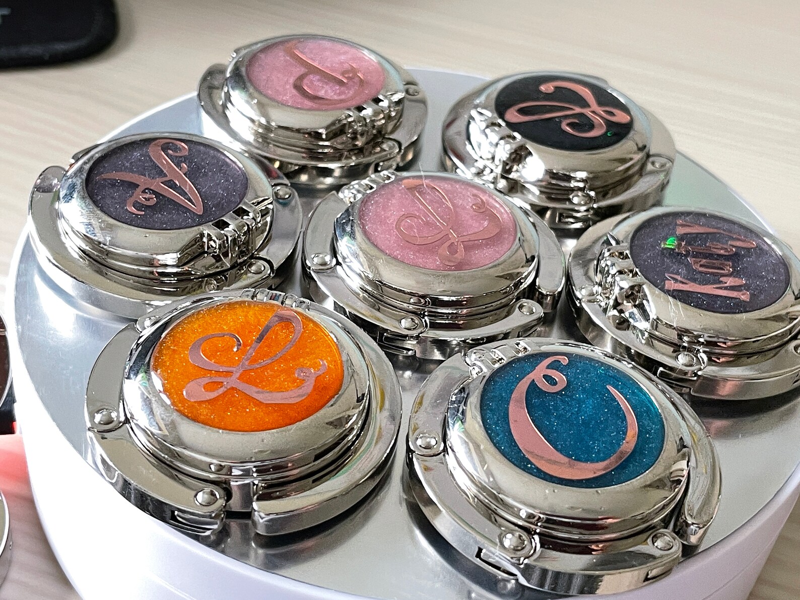 Personalised Handbag Table Hooks With Mirror Gifts for Women Etsy UK