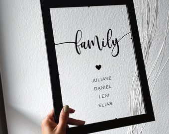 Poster family | Gift family | Gift Valentine's Day | Family Picture Names | personalized picture family | Gift for parents
