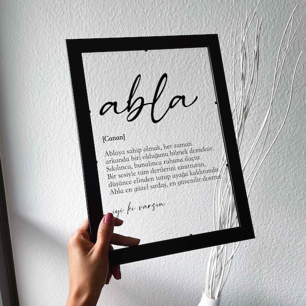 Geschenk Abla mit Namen  | Transparentes Bild| Geschenkidee Schwester | personalisiertes Geschenk Schwester| Familienbild | ablaya hediye