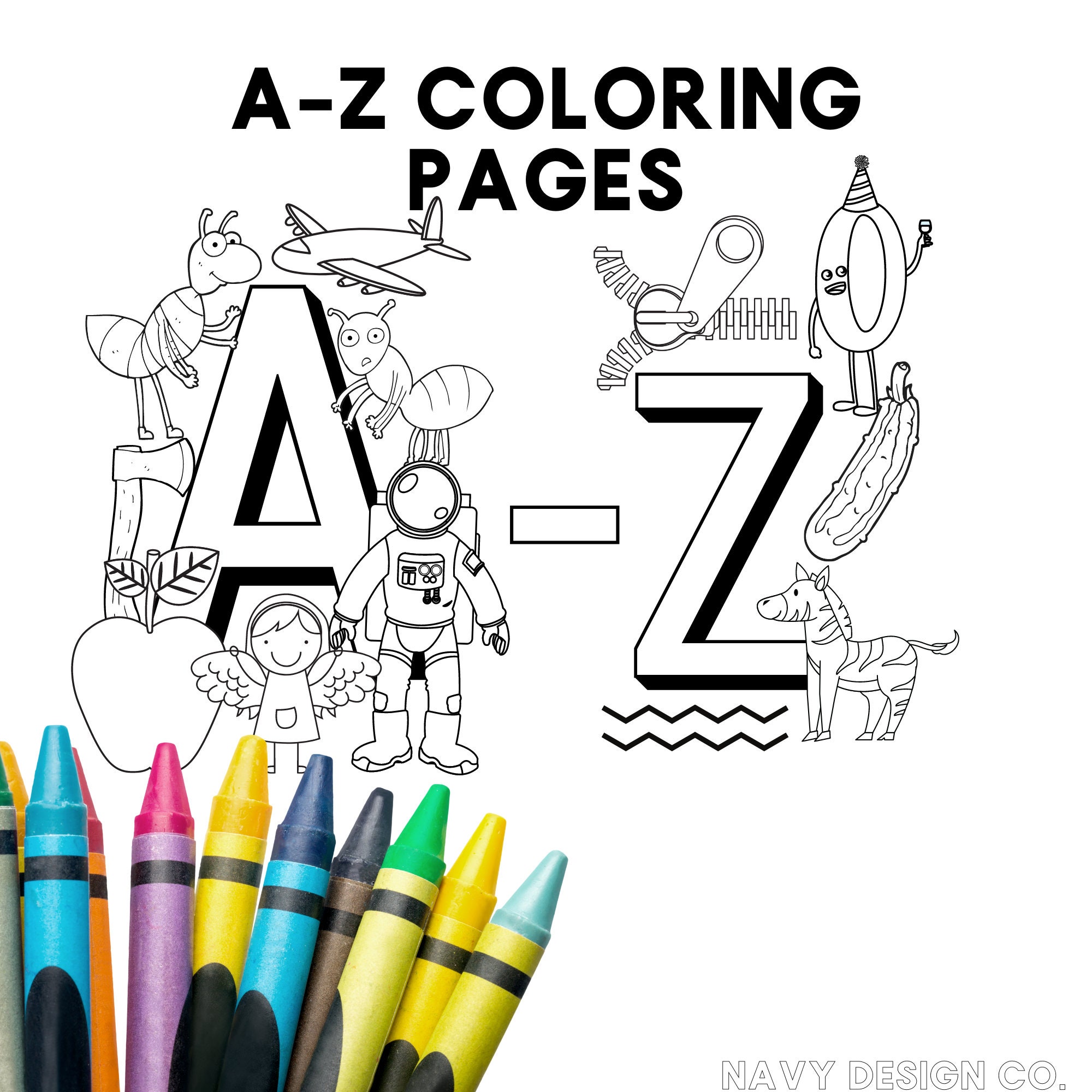 A-Z Alphabet Kids Coloring Pages-Instant download Kids | Etsy