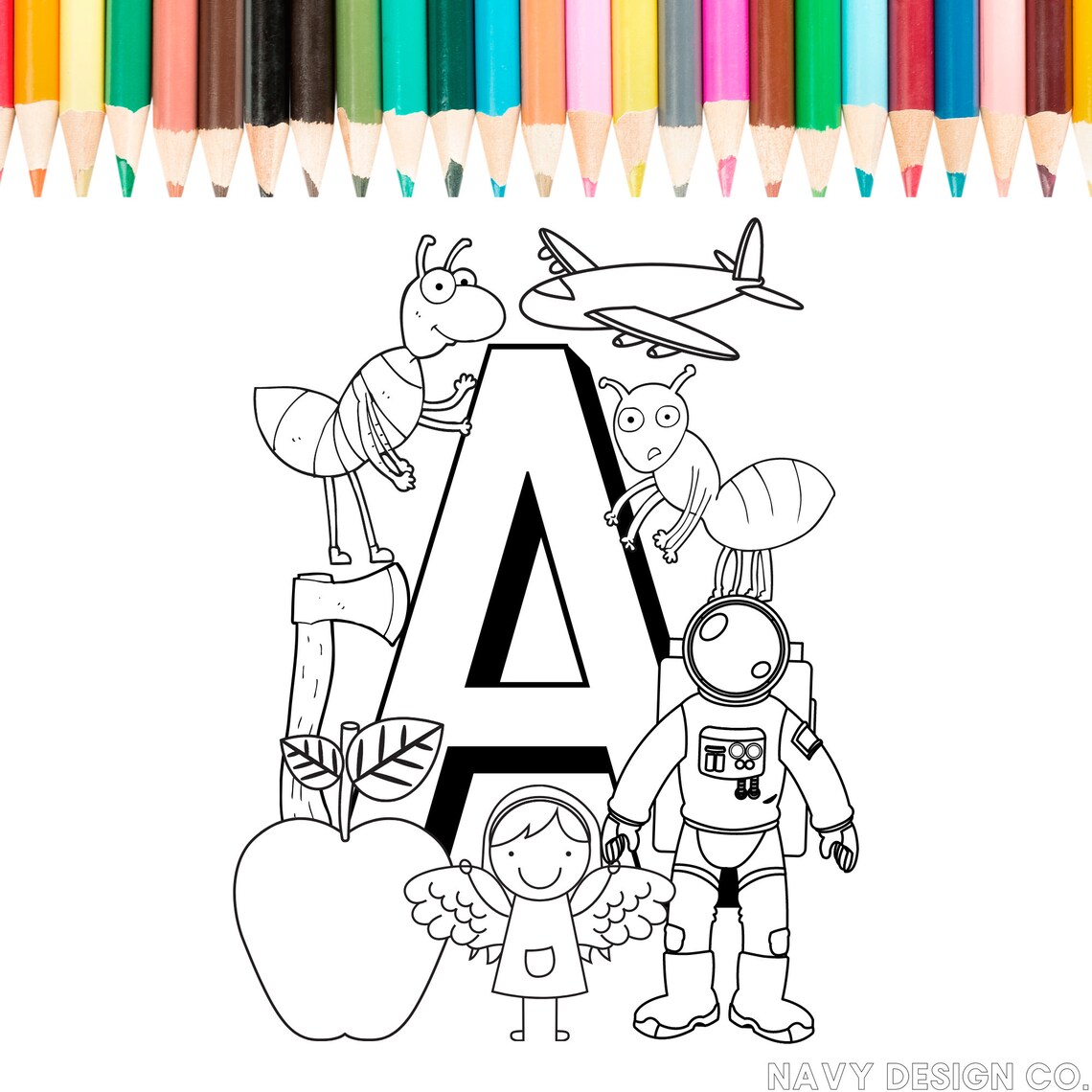 A-Z Alphabet Kids Coloring Pages-Instant download Kids | Etsy