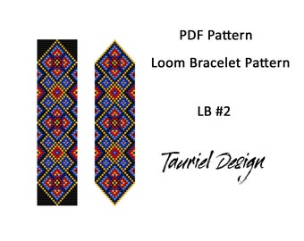 Geometric Loom Bracelet Pattern, Colorful Miyuki Delica Seed Beads (PDF Pattern)