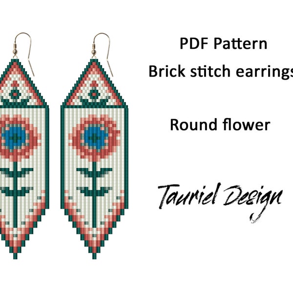 PDF Pattern for earrings, Brick stitch pattern, Fringe beaded earrings pattern, inspired by polish folk art