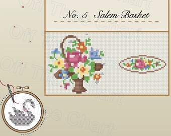 Reproduction Cross Stitch Chart Salem Basket  Chinaware Series (PDF Pattern)