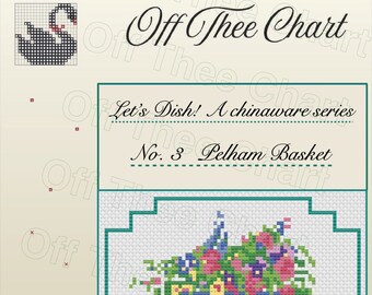 Pelham Basket reproduction bone china cross stitch chart petit point floral