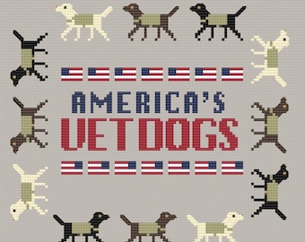Guide Dog Foundation America's VetDogs Fundraiser Digital Cross Stitch Chart Labradors in Khaki vests