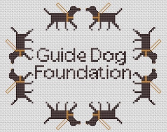 Guide Dog Foundation America's VetDogs Fundraiser Digital Cross Stitch Chart Brown Labradors in Harness