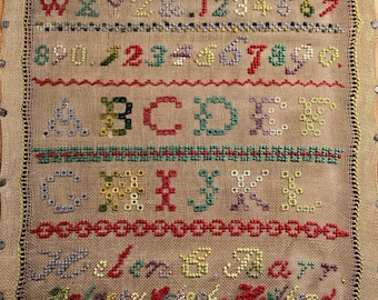 Off Thee Chart Reproduction Sampler Helen C. Barr 1882 Digital Cross Stitch Chart