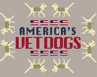 Guide Dog Foundation America's VetDogs Fundraiser Digital Cross Stitch Chart Yellow Labs in Khaki