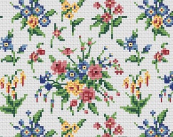 Royal Winton Queen Anne No.1 Floral Repeat Let's Dish Reproduction Cross Stitch Chart
