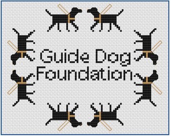 Guide Dog Foundation Cross Stitch Chart: Black Lab Retrievers in Harness (Digital Download)