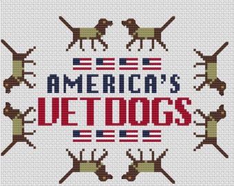 Guide Dog Foundation America's VetDogs Digital Cross Stitch Chart Fundraiser Brown Labs in Khaki