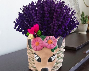 Dried Lavender Arrangement in Cute Gazelle Ceramic Pot,Lavender,Dried lavender,Decorative, Lavender Gifts,Lavender flower,Lavender stems