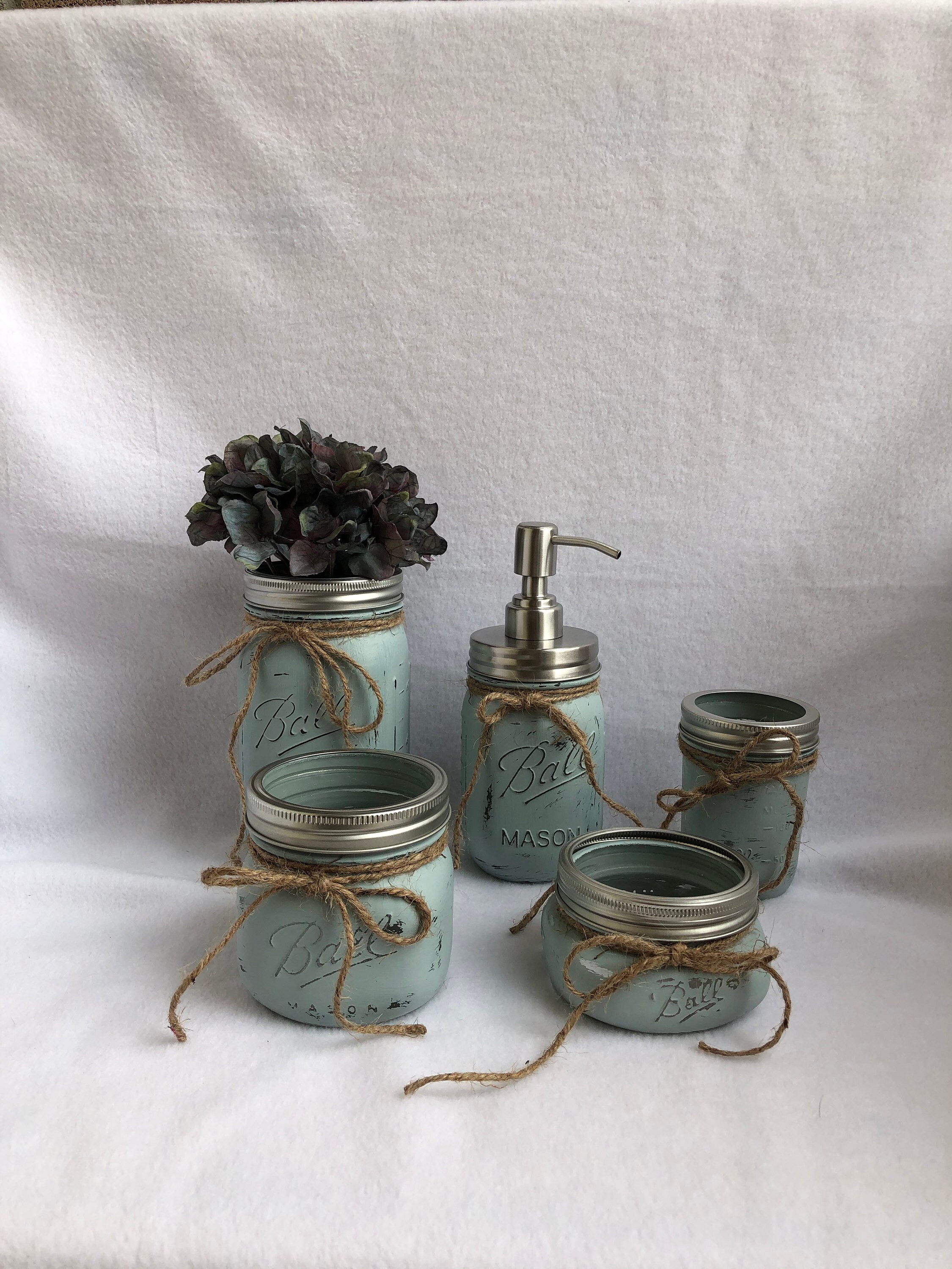 Mason Jar Bath Set 5 piece bath set Bathroom Decor Etsy