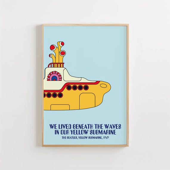 イエロー・サブマリンの歌詞ポスター：レトロな音楽プリント - Etsy 日本