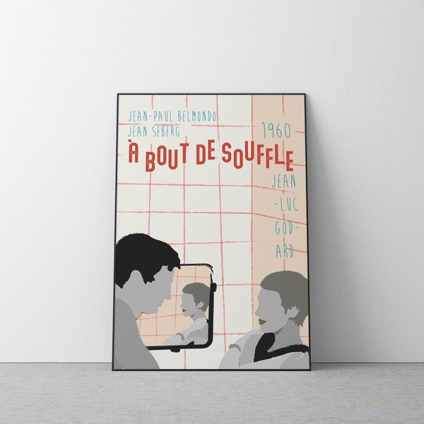 A Bout de Souffle Movie Print, Breathless Poster, Minimalist Movie Poster, Wall Art Print, Home Decor