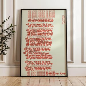 Beatles Print, All You Need is Love Poster, Beatles Music Print, Printable Wall Art