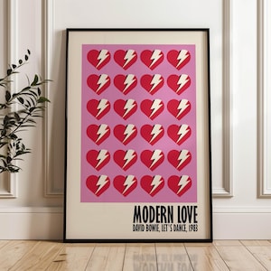 David Bowie Poster, Modern Love Print, Retro Music Print, Mid Century Modern, Minimalist Music Poster, Music Wall Art, Room Decor