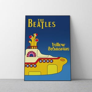 Beatles Inspired Music Print, Beatles Yellow Submarine Poster, Beatles Retro Poster, Printable Wall Art | Vintage Home Decor