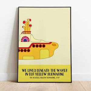 Beatles inspirierter Musikdruck, Beatles Yellow Submarine Poster, Beatles Retro Poster, druckbare Wandkunst
