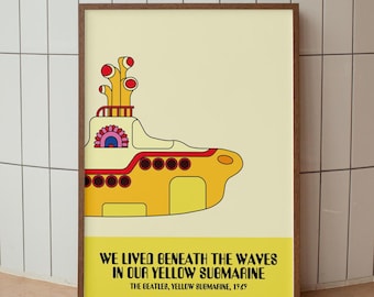 イエロー・サブマリンの歌詞ポスター：レトロな音楽プリント - Etsy 日本