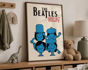Affiche de l'album Help des Beatles : style rétro années 70