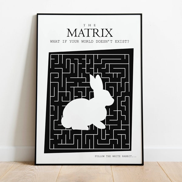 The Matrix Minimal Poster, Matrix Movie Alternative Print, Home Decor Art, Printable Wall Art, Follow the White Rabbit Poster