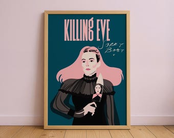 Killing Eve Poster: Villanelle & Eve, Minimalist TV Art (Digital Download)
