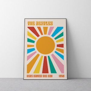 Beatles &#39;Here Comes the Sun&#39; Print: Mid-Century Modern Music Poster (PDF Download A1-A5 Sizes)