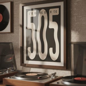 I’m Going Back to 505 Poster, Retro Number Typography Wall Art, Minimal Black Print