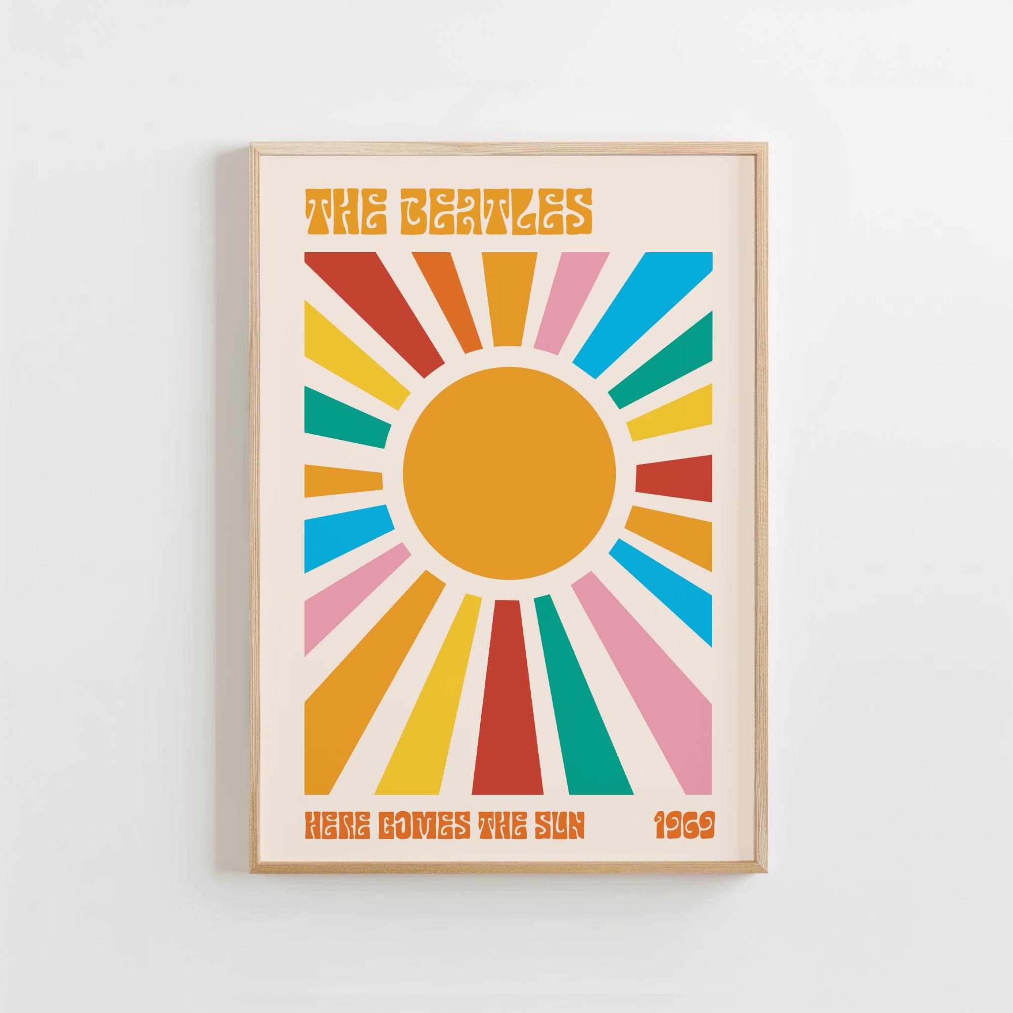 Here Comes the Sun Art Print: Mid-century Modern Music Poster