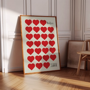 The Beatles All You Need is Love Print, Need is Love Poster, Love Wall Art, Beatles Retro Art Print, Printable Wall Art, Digital Download