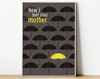 How I Met Your Mother Minimal Poster, Yellow Umbrella Print, Printable Wall Art, Ted Mosby Poster