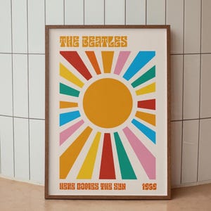 Here Comes the Sun-kunstprint: poster moderne muziek uit het midden van de eeuw, retro woondecoratie