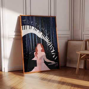 Tori Amos İllustration Poster, Tori Amos Playing Piano Print, Concert Music Poster, Digital Art Print, Home Decor, Printable Wall Art