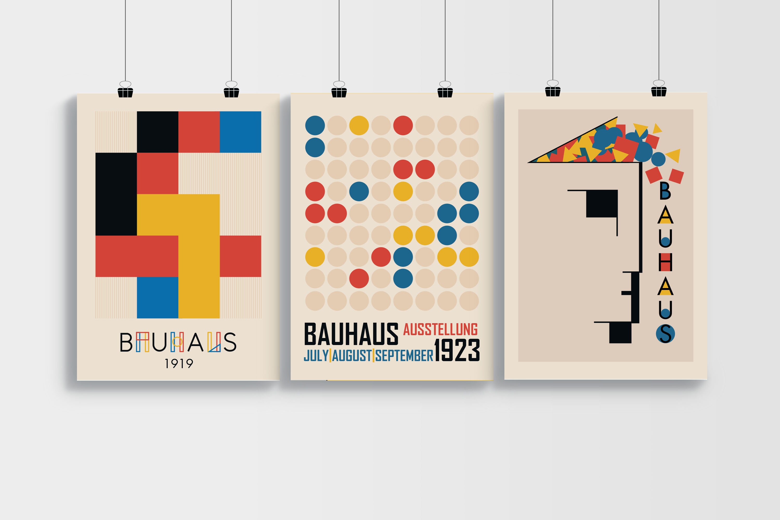 Bauhaus Art Print Set of 4: Vintage Exhibition Posters (digital