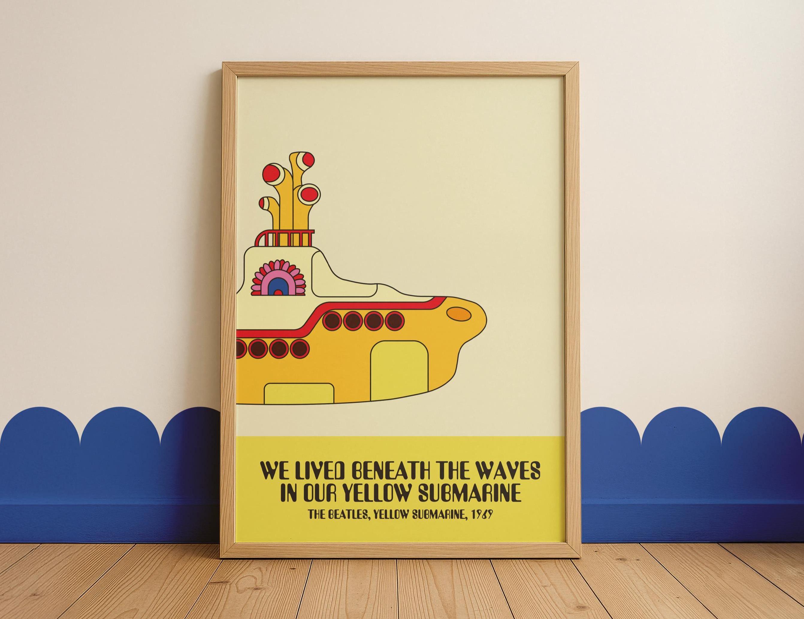 イエロー・サブマリンの歌詞ポスター：レトロな音楽プリント - Etsy 日本