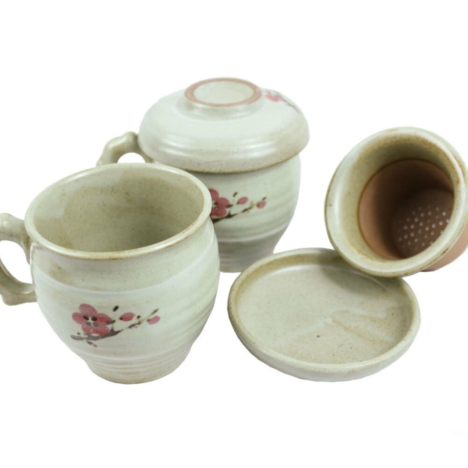 2x Handmade Ceramic Tea Brewing Cup with Infuser and Lid for Etsy