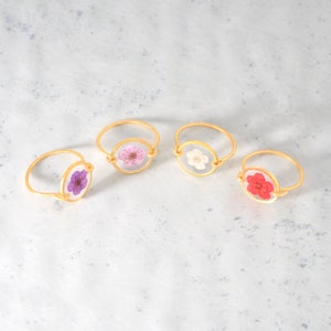 Tiny Adorable Real Dried Flower Rings Handmade Resin Rings
