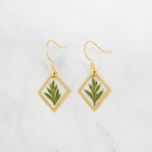 Tiny Beautiful Fern Leaf Resin Earrings | Real Dry Pressed Flower Earrings | Gift For Her | Birthday Gift