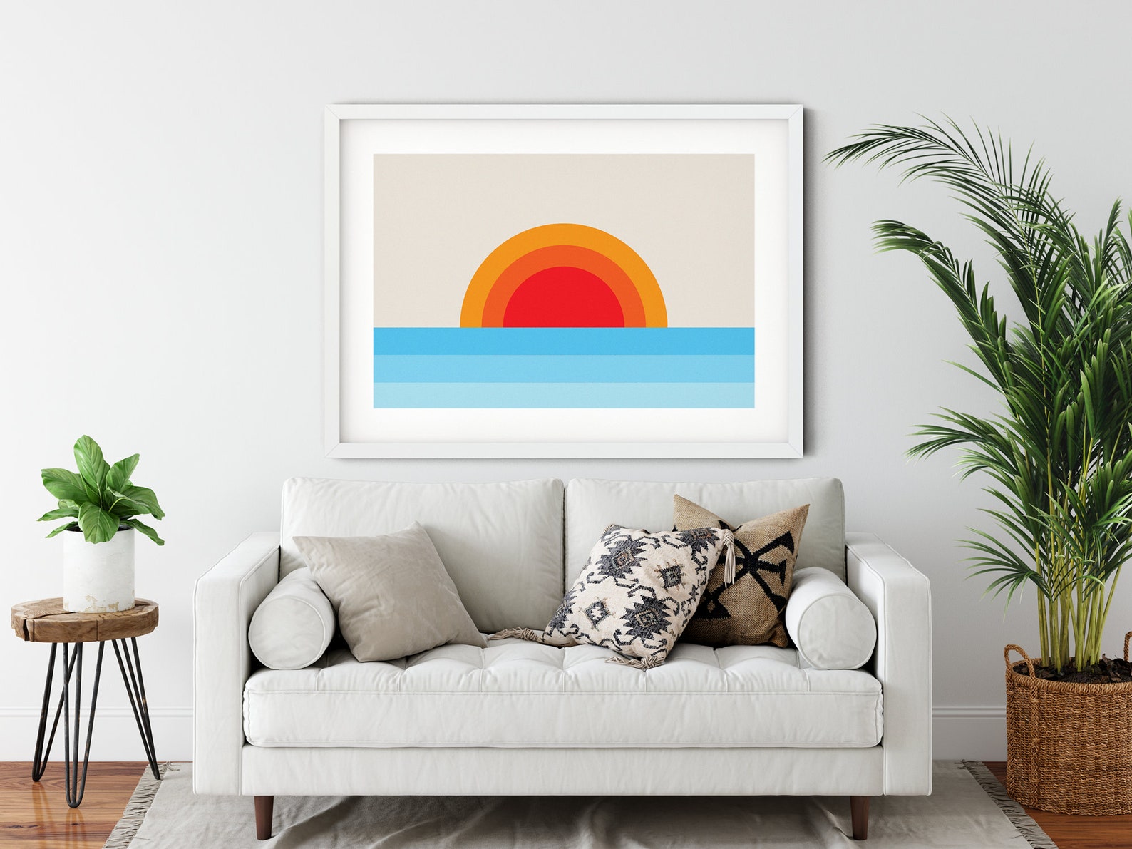 Super Sun Coastal Art Beach Art Mid Century Modern Art Etsy