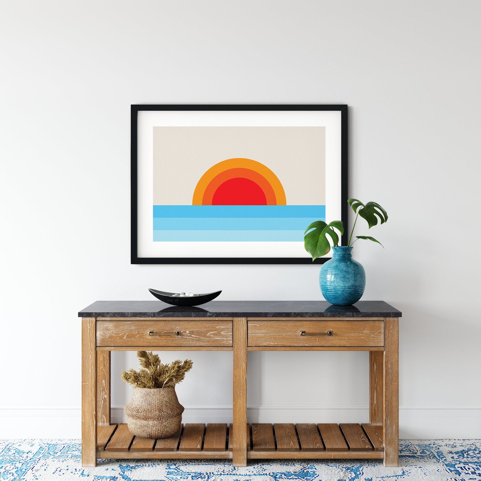 Super Sun Coastal Art Beach Art Mid Century Modern Art Etsy