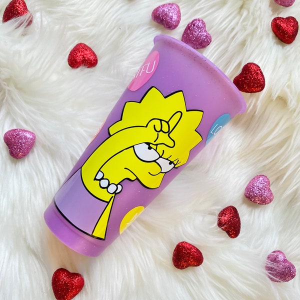 ANTI VALENTINES- Lisa Simpson- conversation hearts- non branded tumbler-valentines day gifts-love sucks-Lisa Simpson Valentine’s Day -