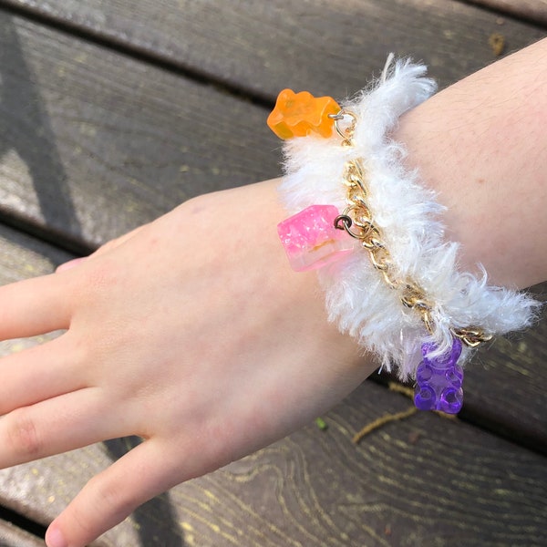 Fringe Bracelets,Ruffle Bracelets,Gummy Bear Bracelets,Smiley Face Bracelet,Star Bracelet,Girls Elastic Bracelet,Fun Bracelet,Gift For Kids,